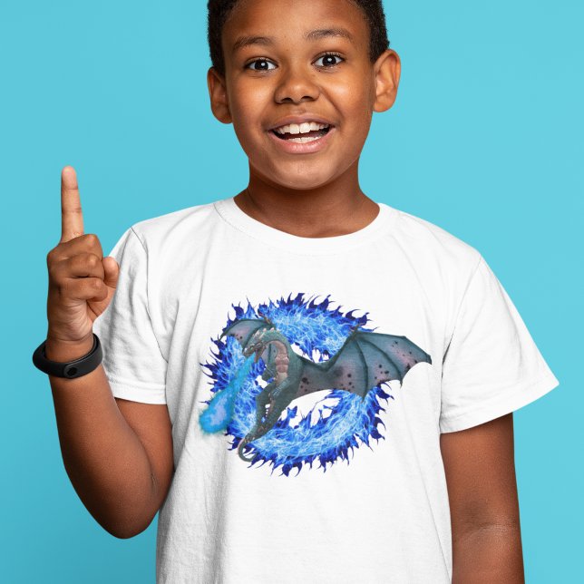 Dragon Blue Fire Breathing Personalised T-Shirt (Creator Uploaded)