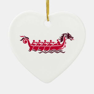 Dragon boat ceramic tree decoration