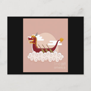 Dragon Boat Chinese Festival Sport Cartoon Clouds Postcard