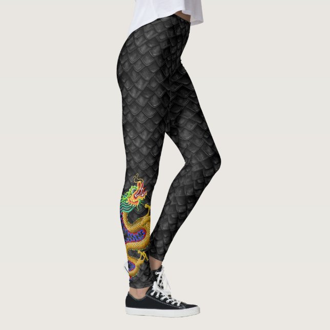 Dragon Boat Leggings Small Gold Dragon (Right)