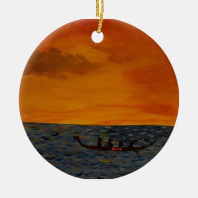 Dragon Boat Race Ceramic Tree Decoration (Front)