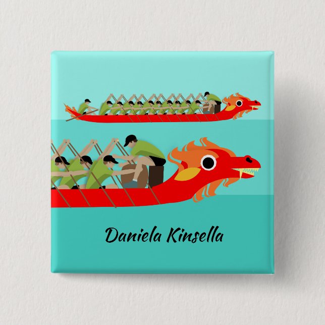 Dragon Boat Racing 15 Cm Square Badge (Front)