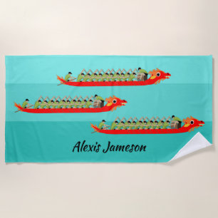 Dragon Boat Racing Beach Towel