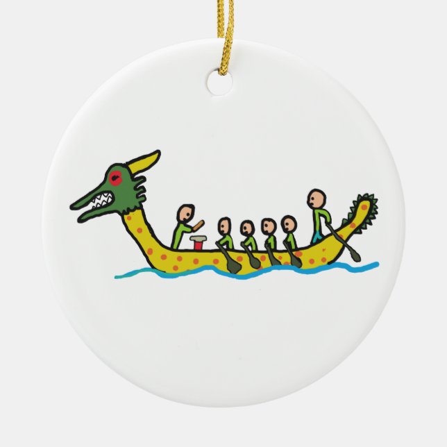 Dragon Boat Racing Ceramic Tree Decoration (Front)
