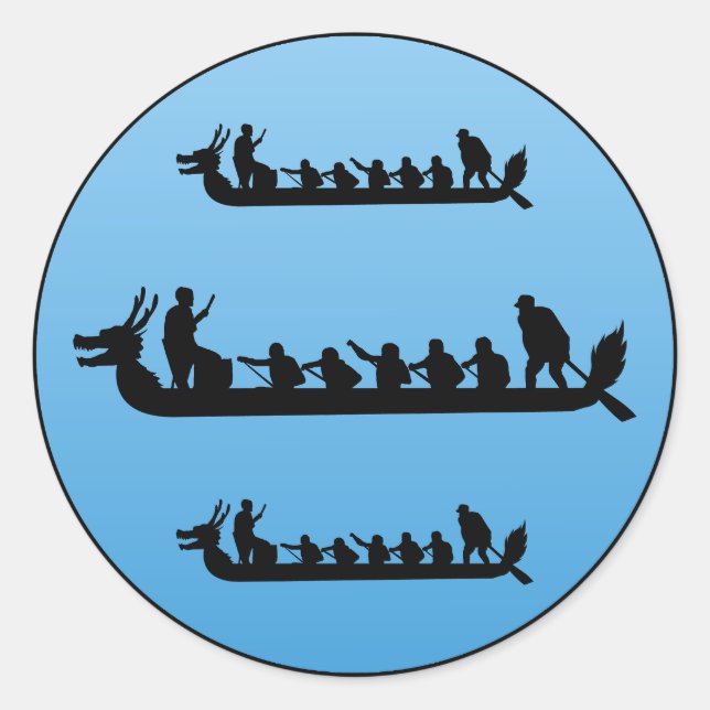 Dragon Boat Racing Crew Paddlers Water Sport Classic Round Sticker (Front)