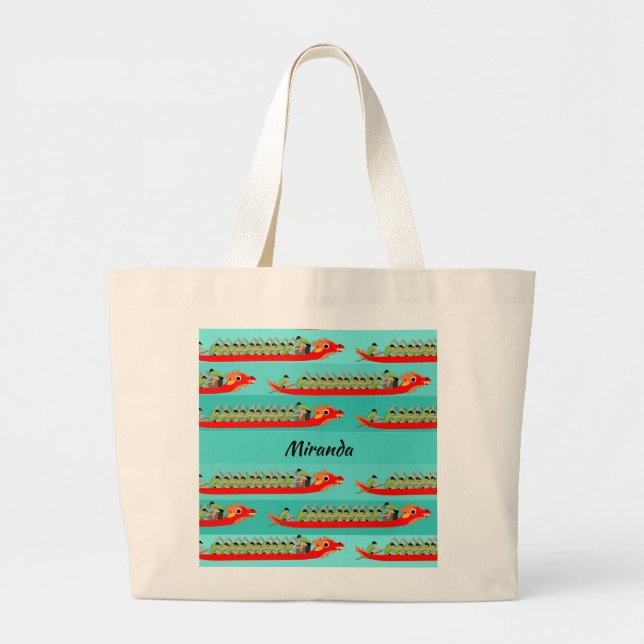 Dragon Boat Racing Large Tote Bag (Front)