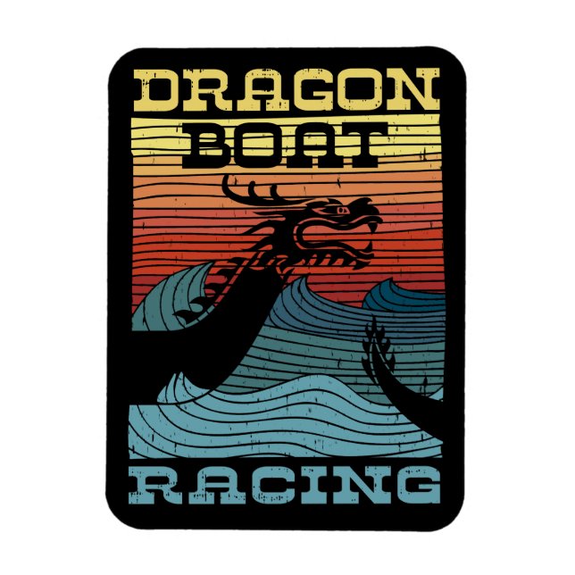 Dragon Boat Racing Retro Look Magnet (Vertical)