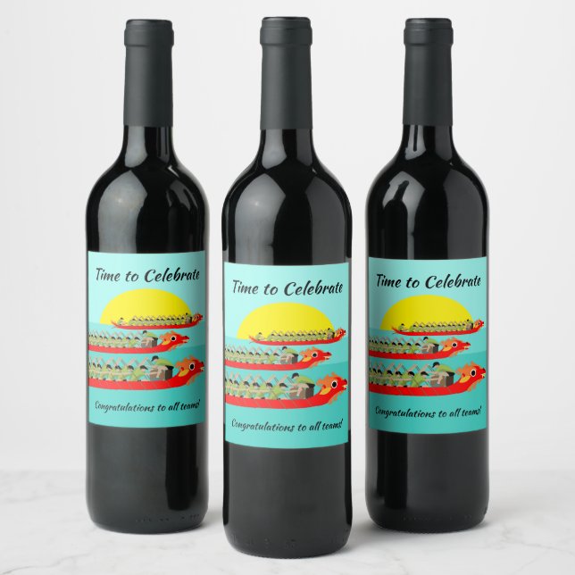 Dragon Boat Racing Wine Label (Bottles)
