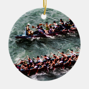 Dragon Boats e1 Ceramic Tree Decoration