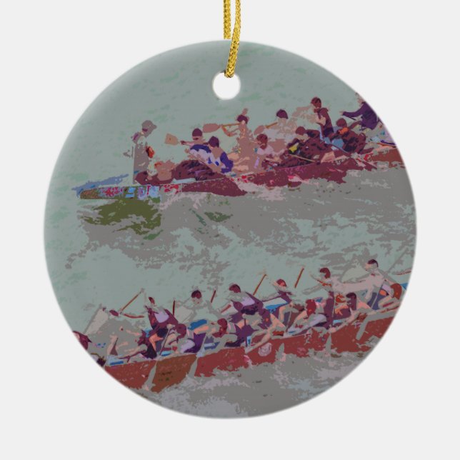 Dragon Boats e4 Ceramic Tree Decoration (Front)