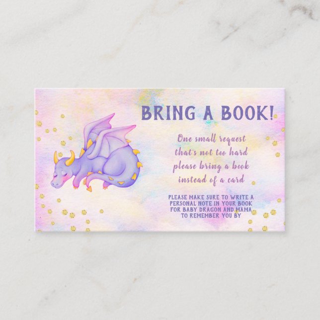 Dragon Book Request Baby Shower Enclosure Card (Front)
