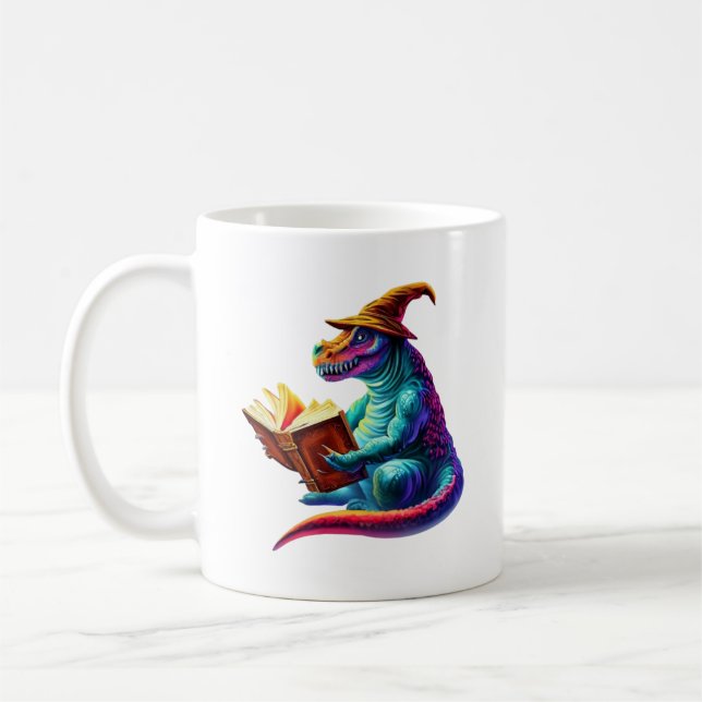 Dragon Bookworm - Cute Fantasy Reading Lover Desig Coffee Mug (Left)