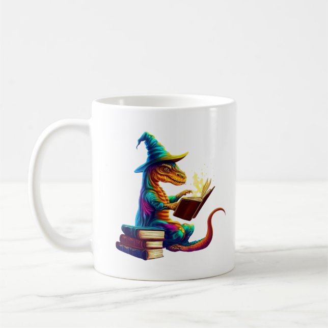 Dragon Bookworm - Cute Fantasy Reading Lover Desig Coffee Mug (Left)