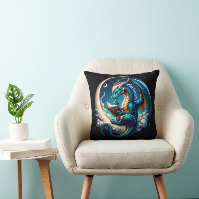 Dragon Bookworm, Moonlight Reading  Cushion (Chair)