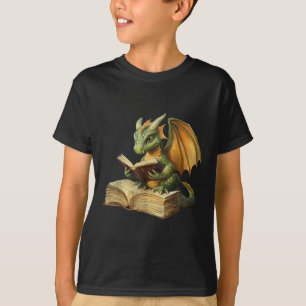 Dragon Bookworm Reading Book Funny Graphic T-Shirt