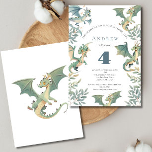 Dragon Boys 3rd 4th 5th Birthday Party Invitation