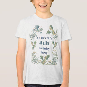 Dragon Boys 3rd 4th 5th Birthday Party Tri-Blend Shirt