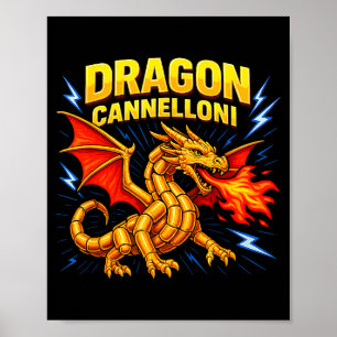 Dragon Cannelloni Funny Italian Food Pun Gift Poster
