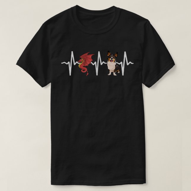 Dragon Cardigan Welsh Corgi Heartbeat Dog Lover  T-Shirt (Design Front)
