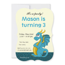 Dragon cartoon birthday print invitations