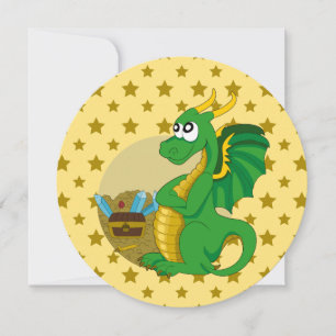 Dragon cartoon birthday print invites
