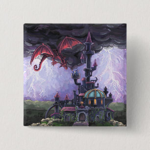 Dragon Castle 15 Cm Square Badge