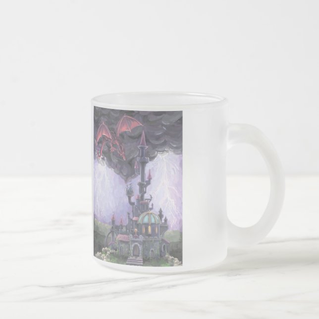 Dragon Castle Frosted Glass Coffee Mug (Right)