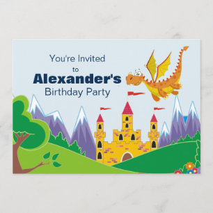 Dragon & Castle Personalised Birthday Invitation