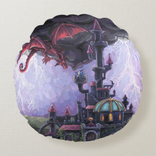 Dragon Castle Round Cushion