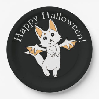 Dragon Cat Happy Halloween Paper Plate