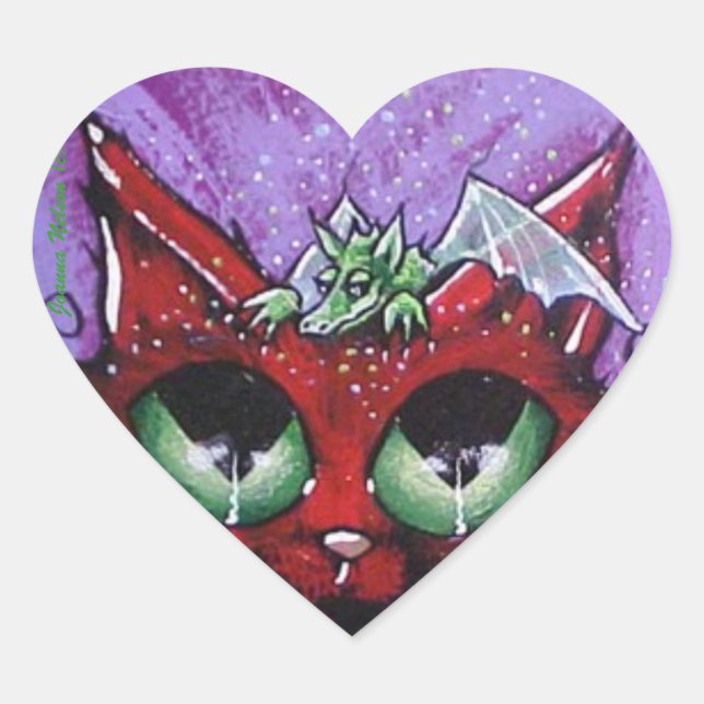dragon cat heart sticker (Front)