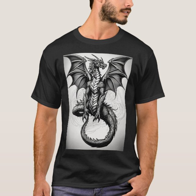 Dragon celtic black grey abstract tattoo tshirt (Front)