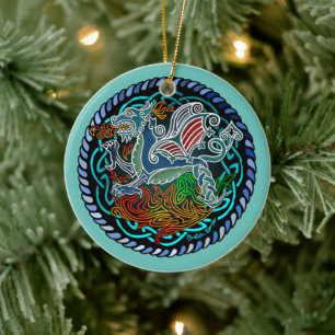 Dragon celtique ceramic tree decoration