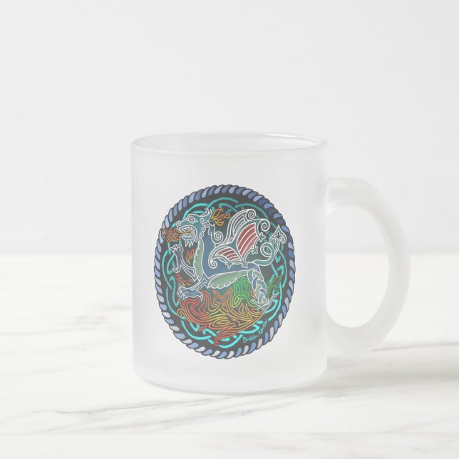Dragon celtique frosted glass coffee mug (Right)