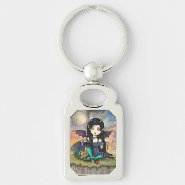 Dragon Child Cute Gothic Vampire Fairy Art Key Ring (Front)