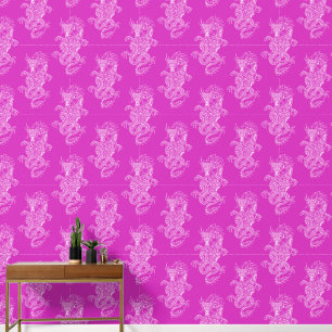 Dragon Chinese Style Hot Pink Wallpaper