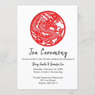 Dragon Chinese Wedding tea ceremony invitation