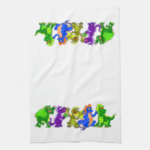 Dragon Chorus Line Tea Towel