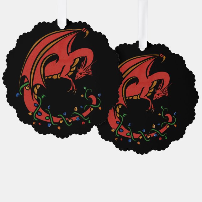 Dragon Christmas Tree Decoration Card (Front/Back)