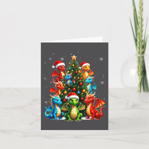Dragon Christmas Tree Squad Santa Hat Fantasy Myth Card