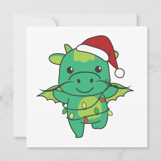 Dragon Christmas Winter Animals Dragon Holiday Card (Front)