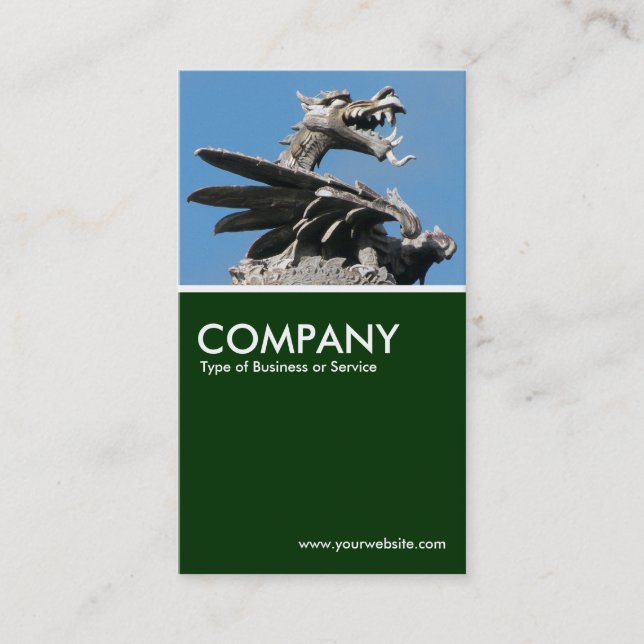 Dragon, City Hall, Cardiff - Dark Green Business Card (Front)