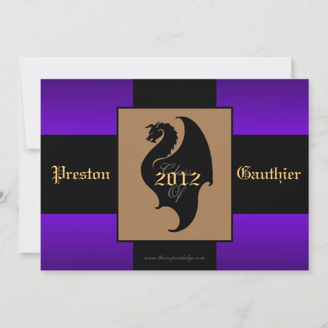 Dragon Crest Purple Senior Graduation Invitation (Front)