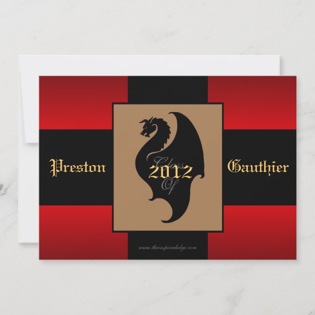 Dragon Crest Red Glow Senior Graduation Invitation (Front)