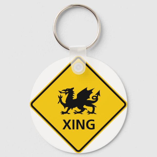 Dragon Crossing Highway Sign Key Ring (Front)