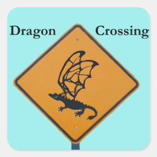 Dragon Crossing Square Sticker