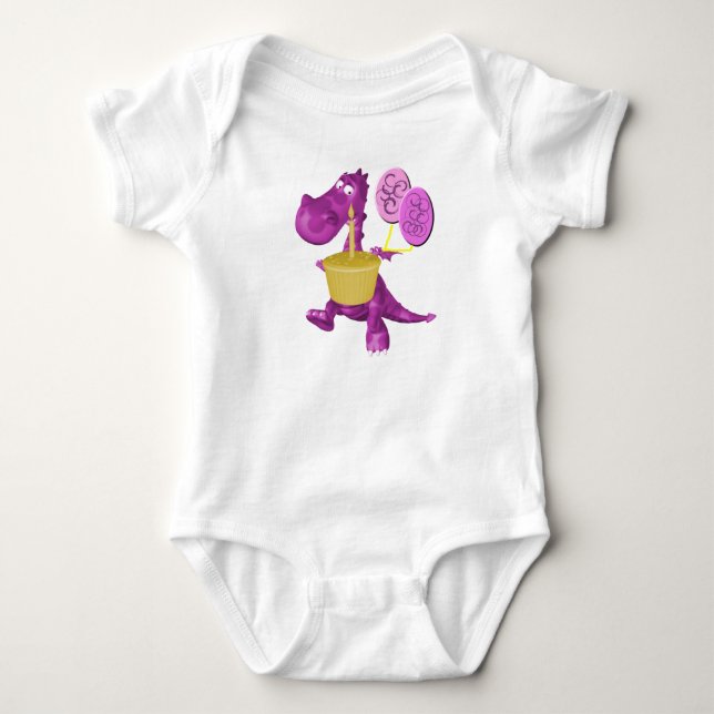 Dragon Cupcake And Balloons Baby Bodysuit (Front)