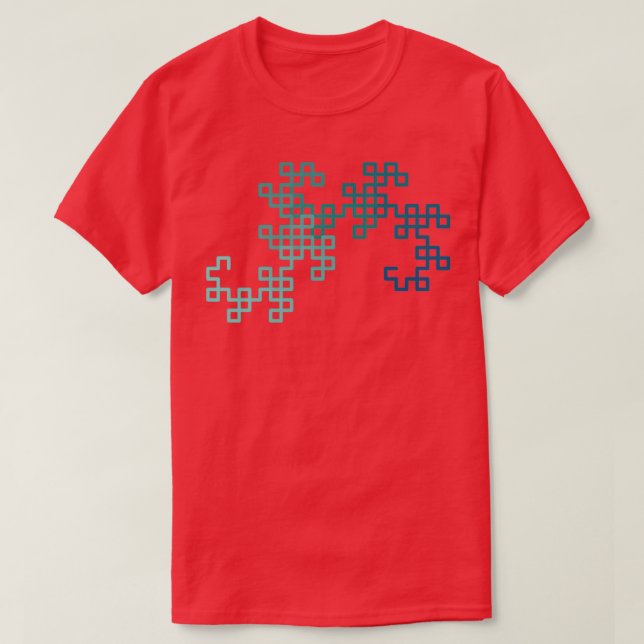 Dragon Curve Fractal 8 Steps Gradient T-Shirt (Design Front)