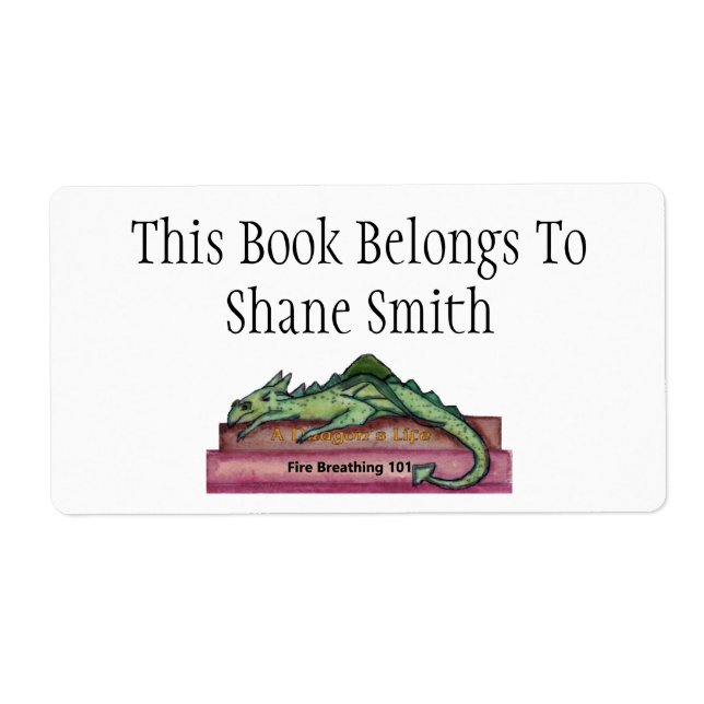 Dragon Custom Name Book Label (Front)