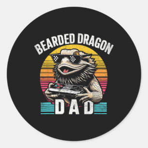 Dragon Dad Vintage Video Game Lizard Reptile Lover Classic Round Sticker